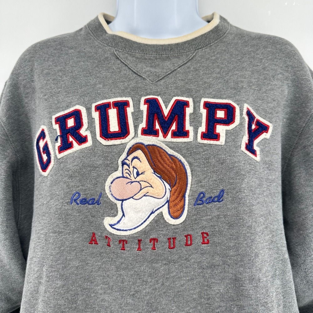 Disneyland Resort Sweatshirt Grumpy Real Bad Attitude Graphic Womens S Gray - Picture 2 of 6
